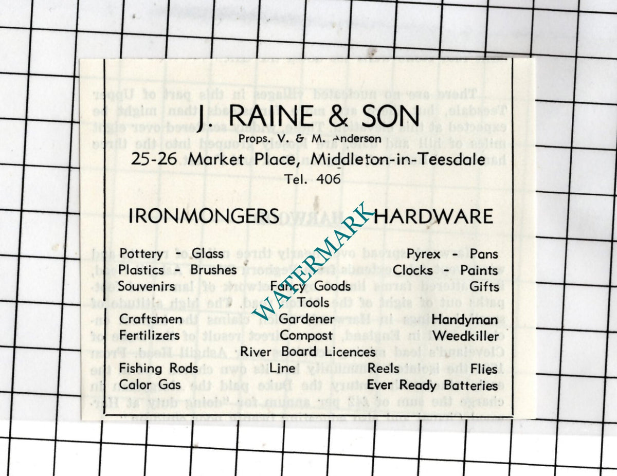 J Raine & Son Ironmongers Middleton-in-Teesdale V Anderson- 1977 SMALL Advert