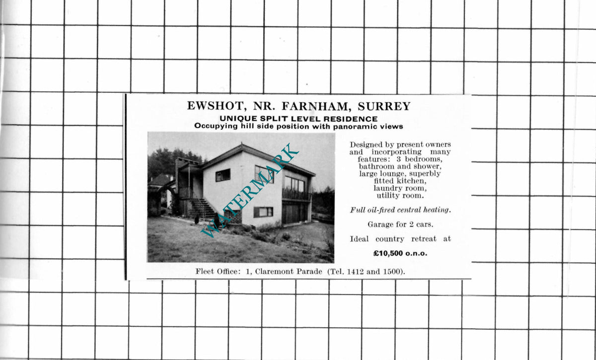 Ewshot Surrey SMALL House Sale Advert - 1967 Clipping