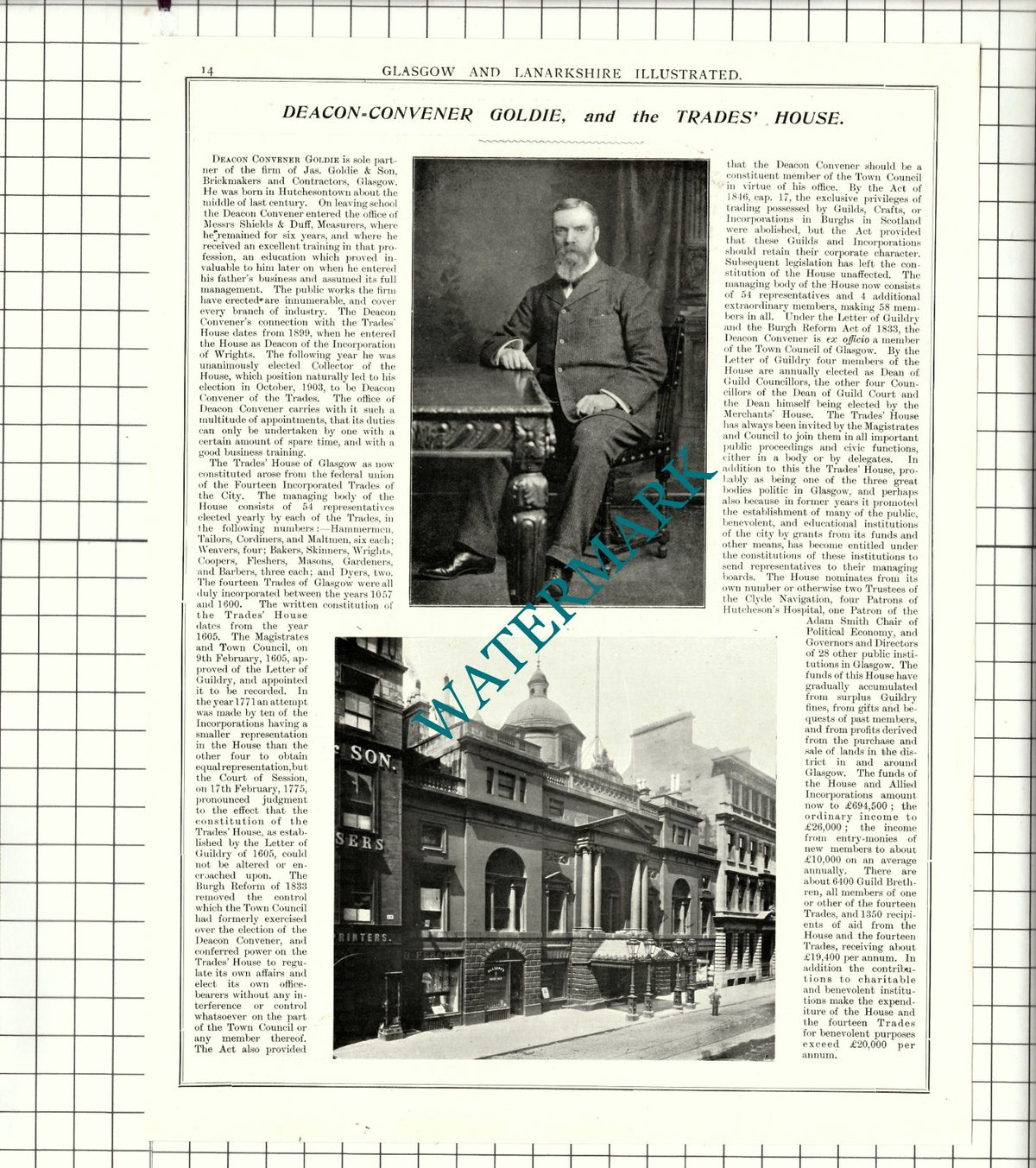 Lord Inverclyde George Arbuthnot /Deacon Convener Goldie Glasgow - 1904 Article
