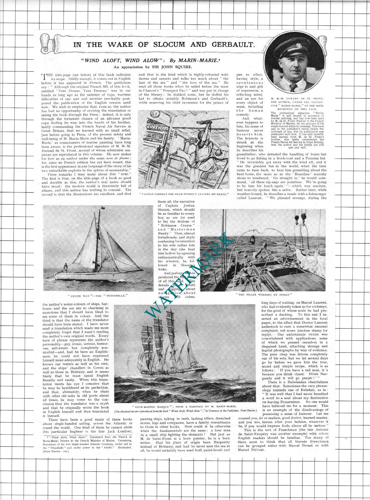 Marin-Marie Durand De St Front Author - 1945 Clipping / Print