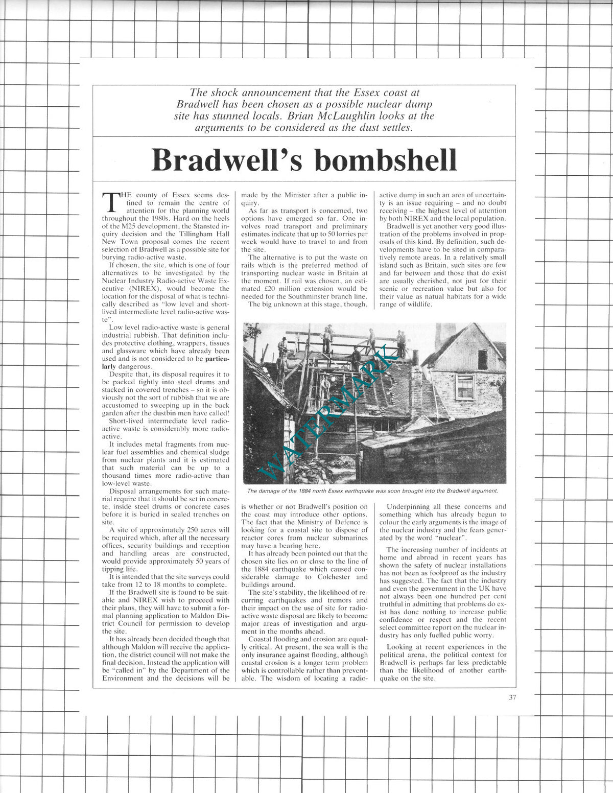 Bradwell Essex Nuclear Waste - 1986 Article