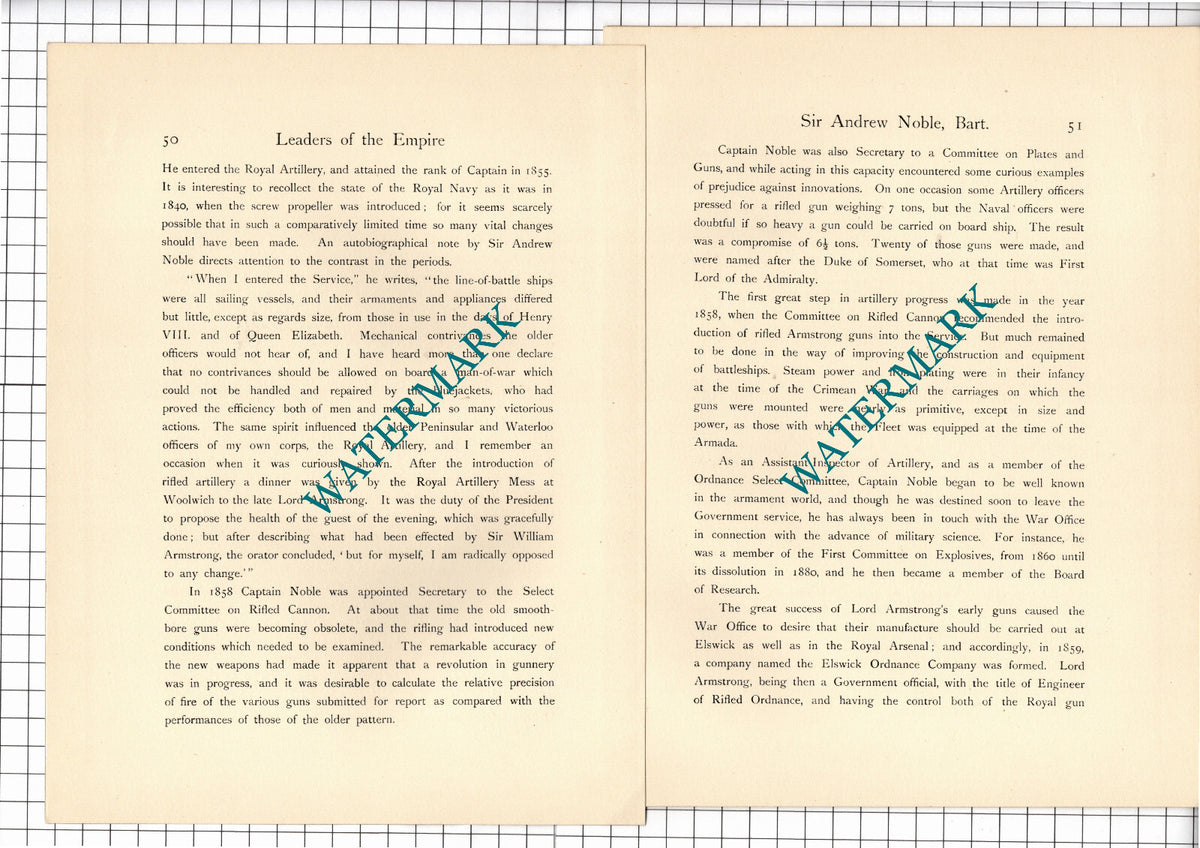 Sir Andrew Noble Elswick Works -- c.1920 Print / Article