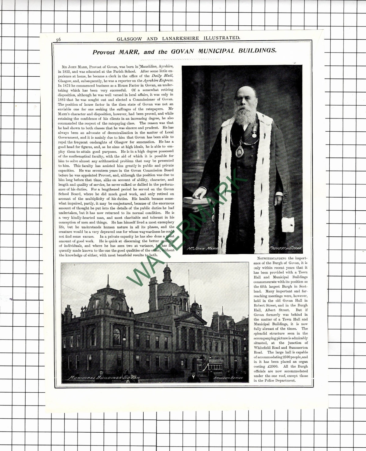 Mr R Hunter-Craig MP Govan Cross / Provost Mr John Marr - 1904 Article