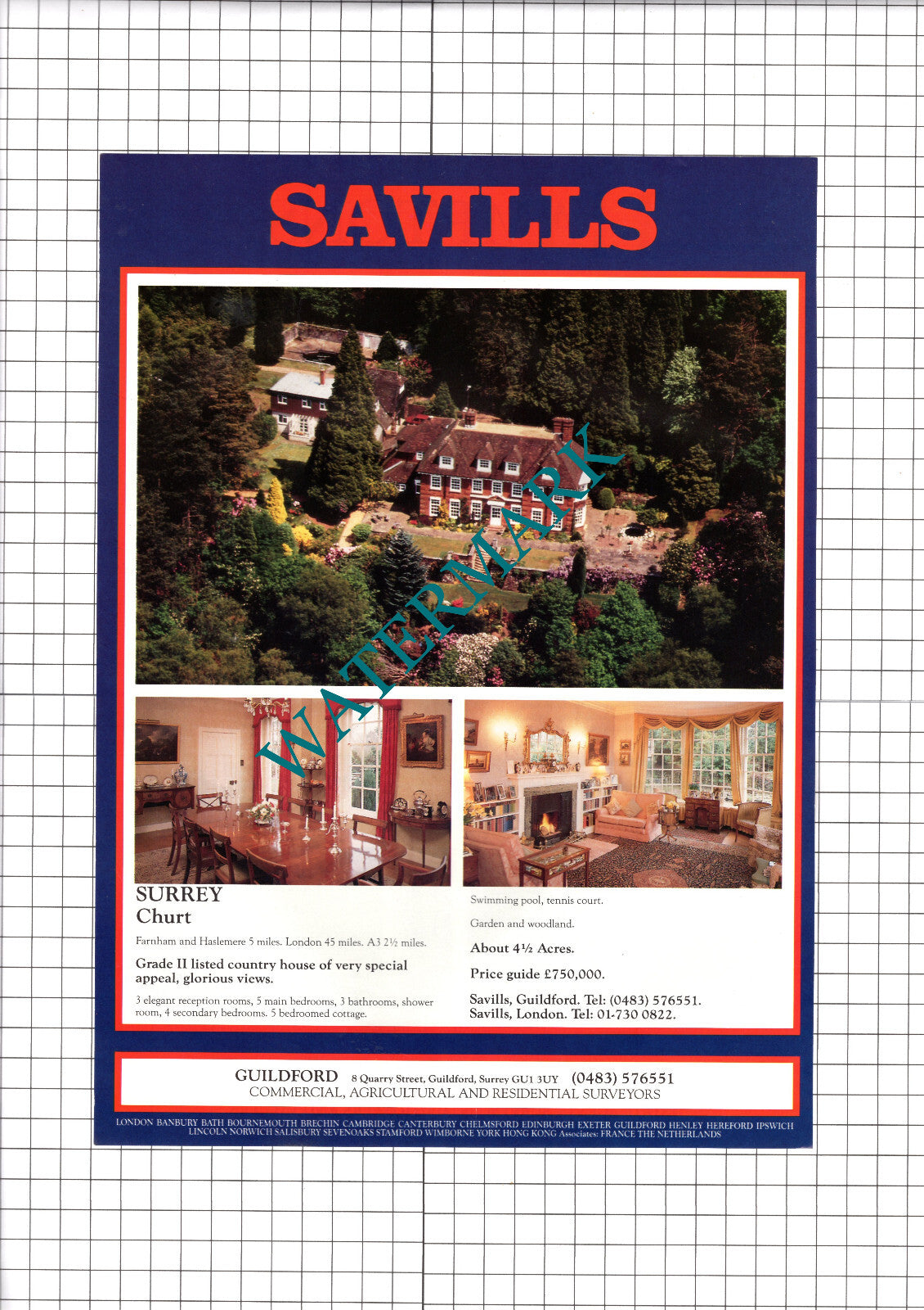 Churt Surrey House Sale Advert - 1990 Clipping / Print