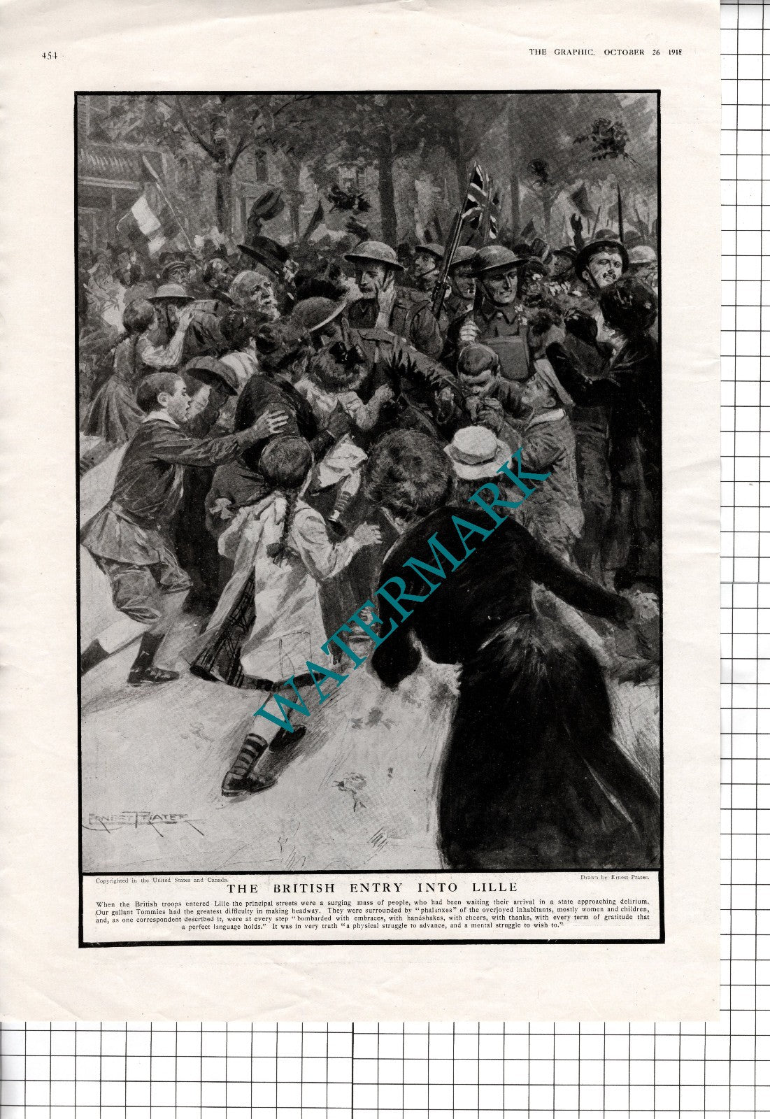 Lille France World War One WW1 British Entry Ernest Prater - 1918 News Page
