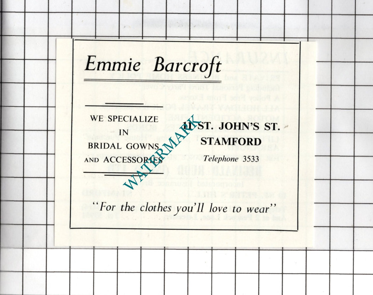 Reginald Rudd Ltd Insurance Stamford Lincs / Emmie Barcroft - 1974 Small Advert