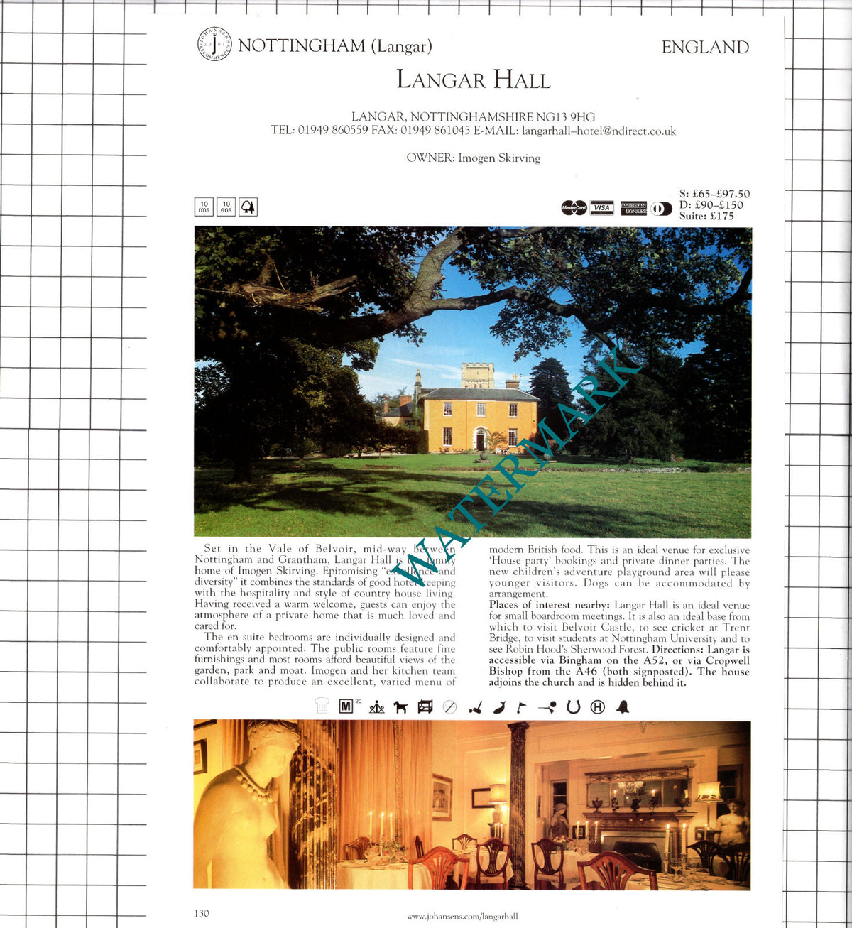Cottage Country House Hotel Ruddington / Langar Hall Nottingham - 2001 Advert