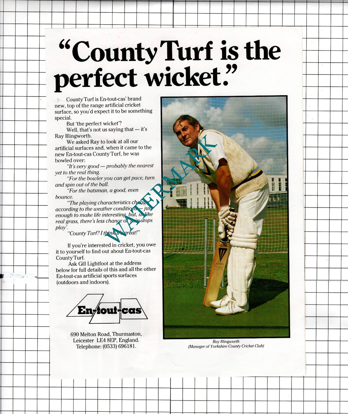 Ray Illingworth En-tout-cas Thurmaston Leicester ADVERT - 1981 Clipping