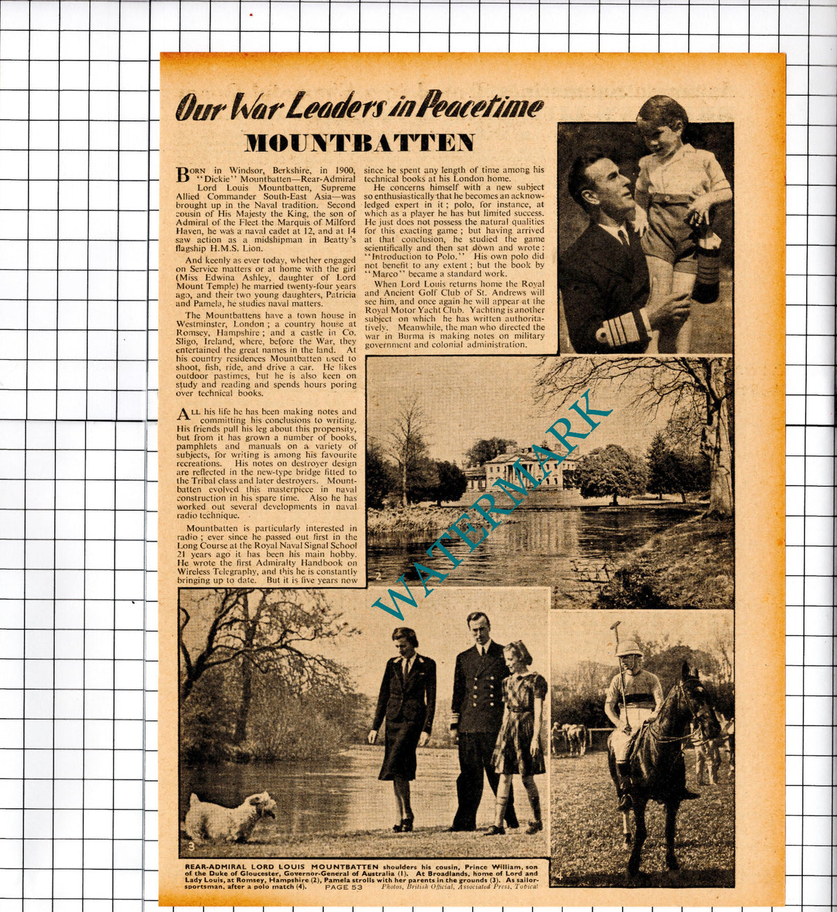 Lord Louis Mountbatten - c.1940 Article