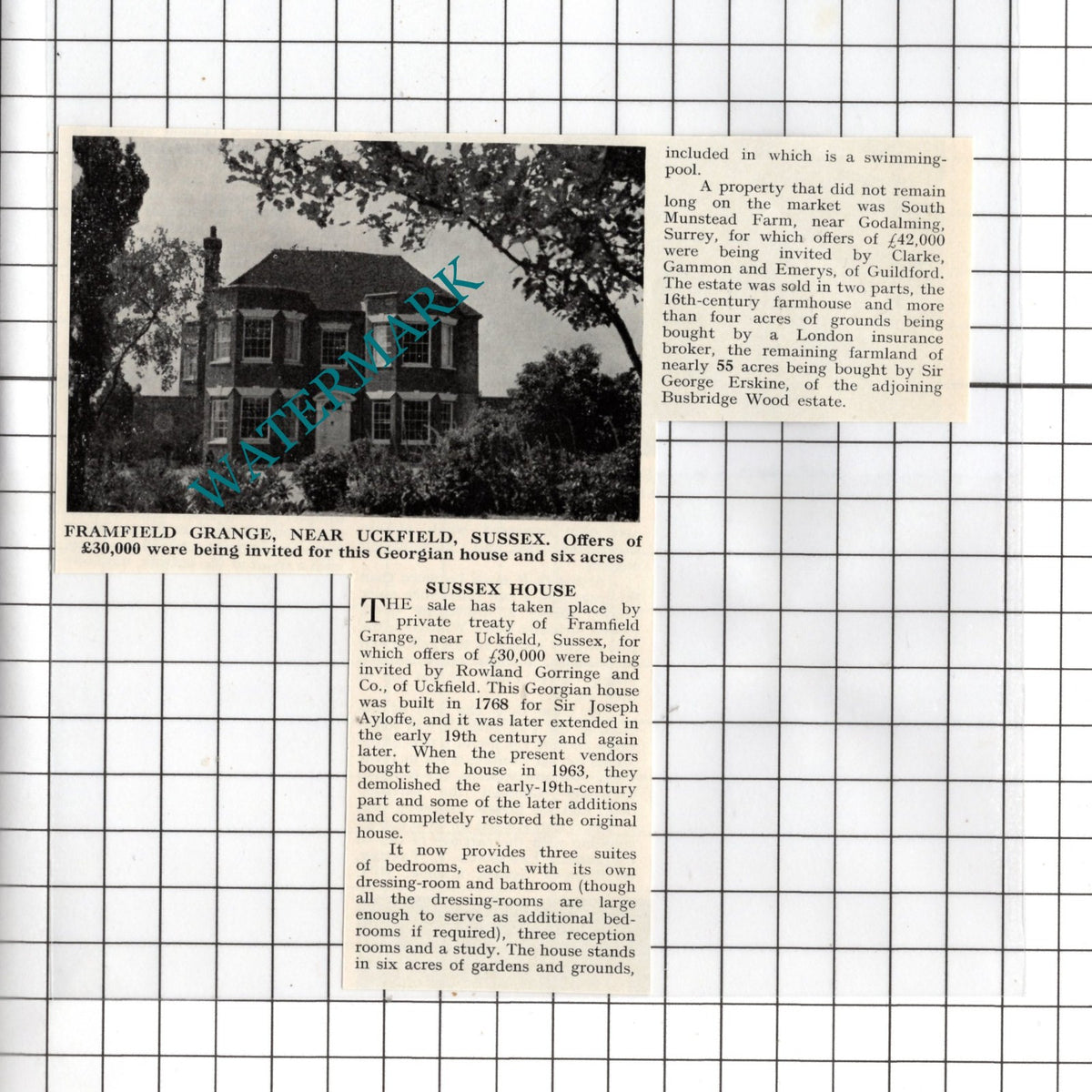 Framfield Grange Uckfield Sussex - 1967 Clipping