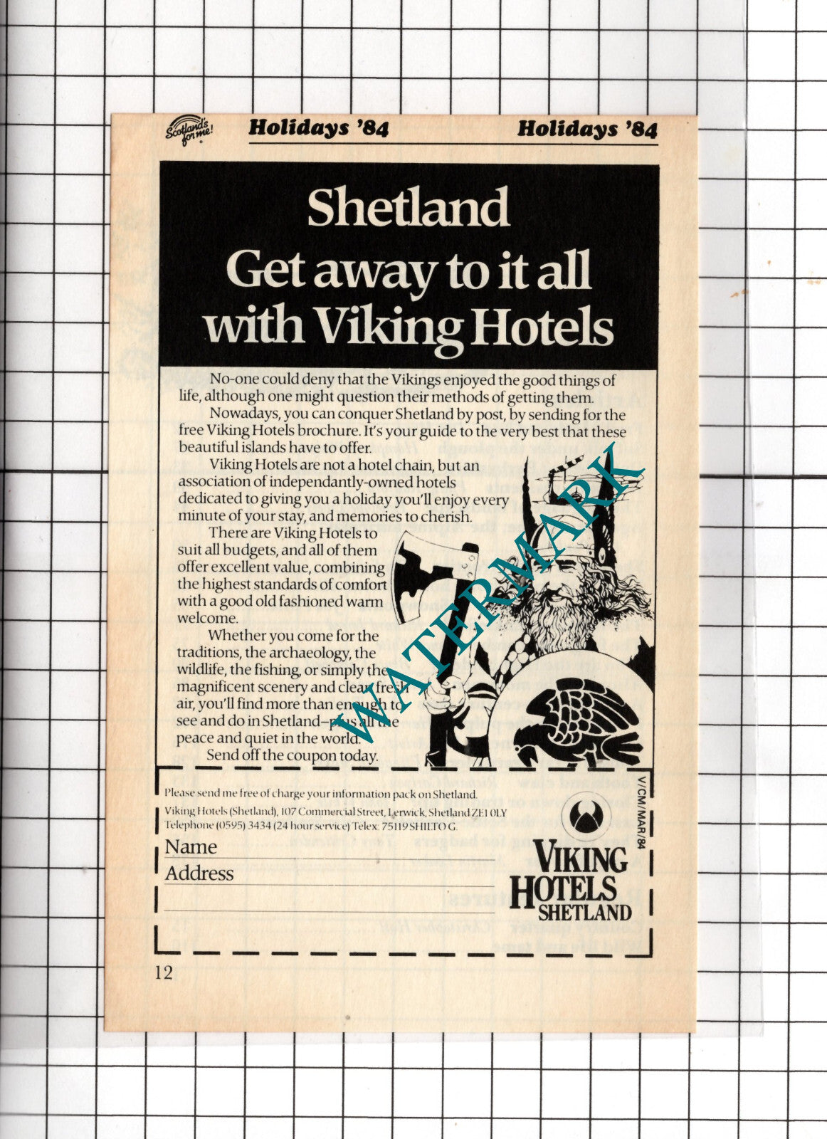Viking Hotels Shetland - 1984 Small Advert