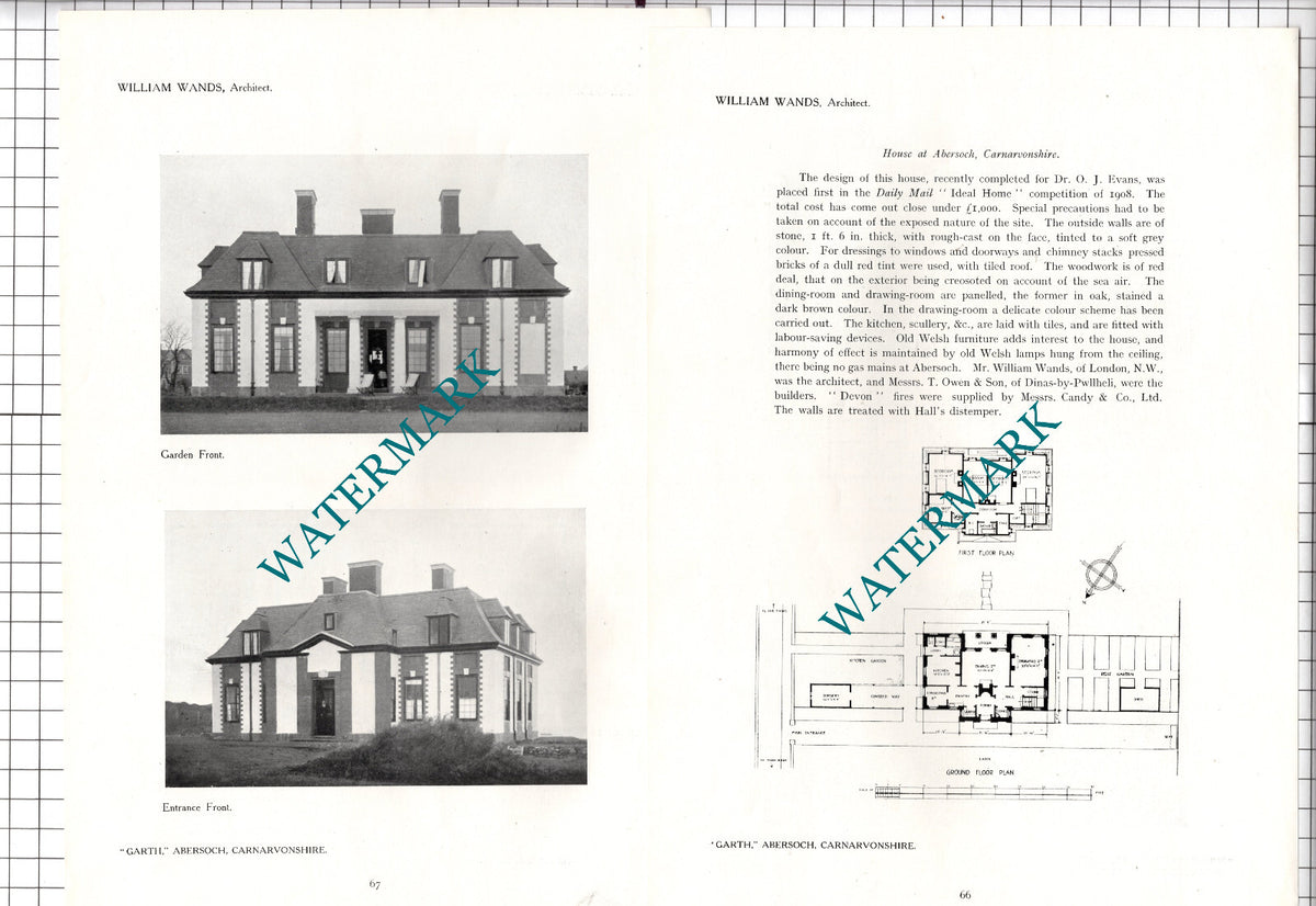 Garth Abersoch Wales Dr O J Evans William Wands Architect - 1911 Article