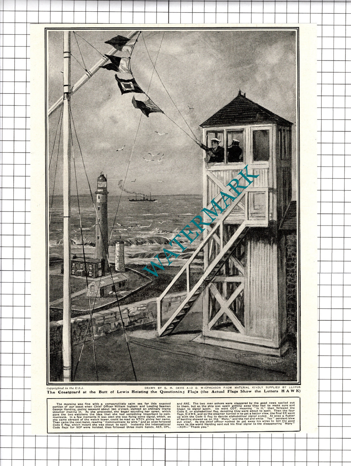 Butt Of Lewis Coastguard William Ingham George Harding - 1919 Cutting / Print