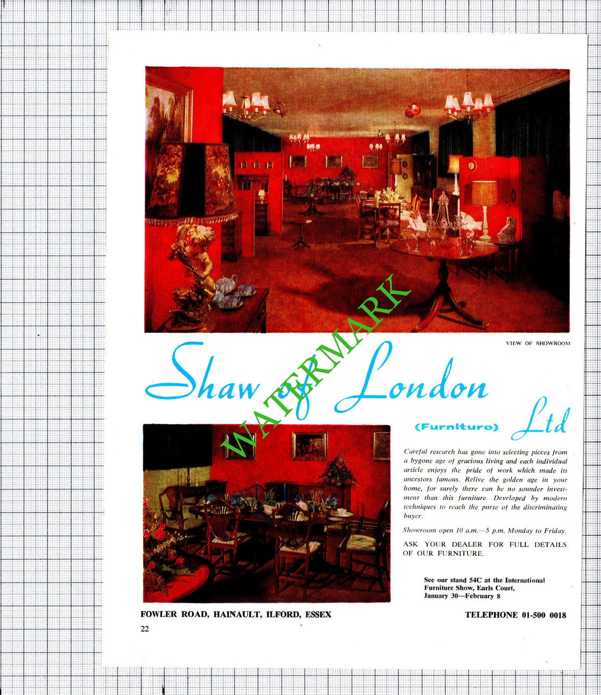 Shaw of London Furniture Ltd Hainault Ilford Essex Advert - 1969 Cutting / Print
