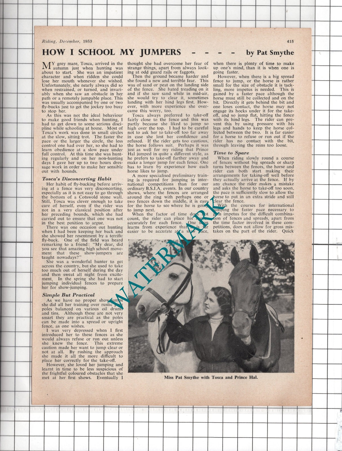 Pat Smythe Horse Show Jumper - 1953 Article