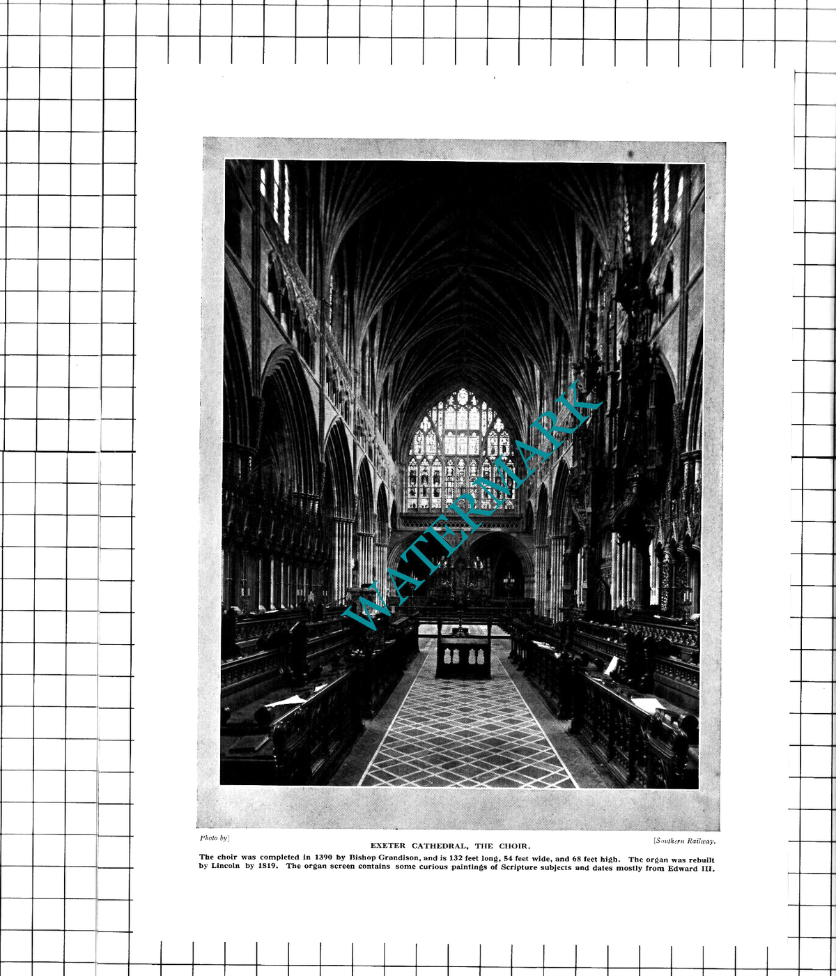 Exeter Cathedral - c.1930's Clipping / Print