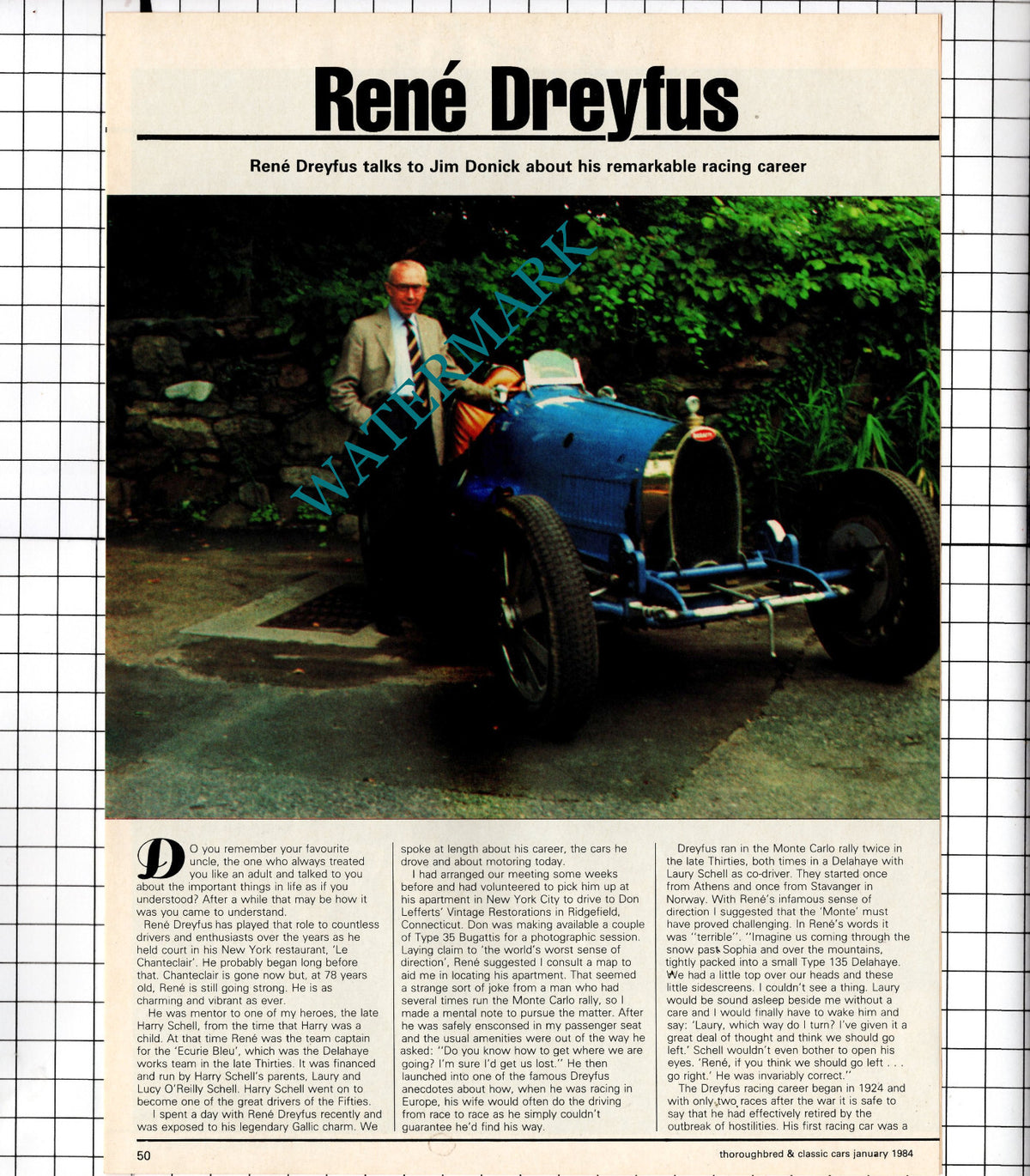 Rene Dreyfus Racing Driver - 1984 Article