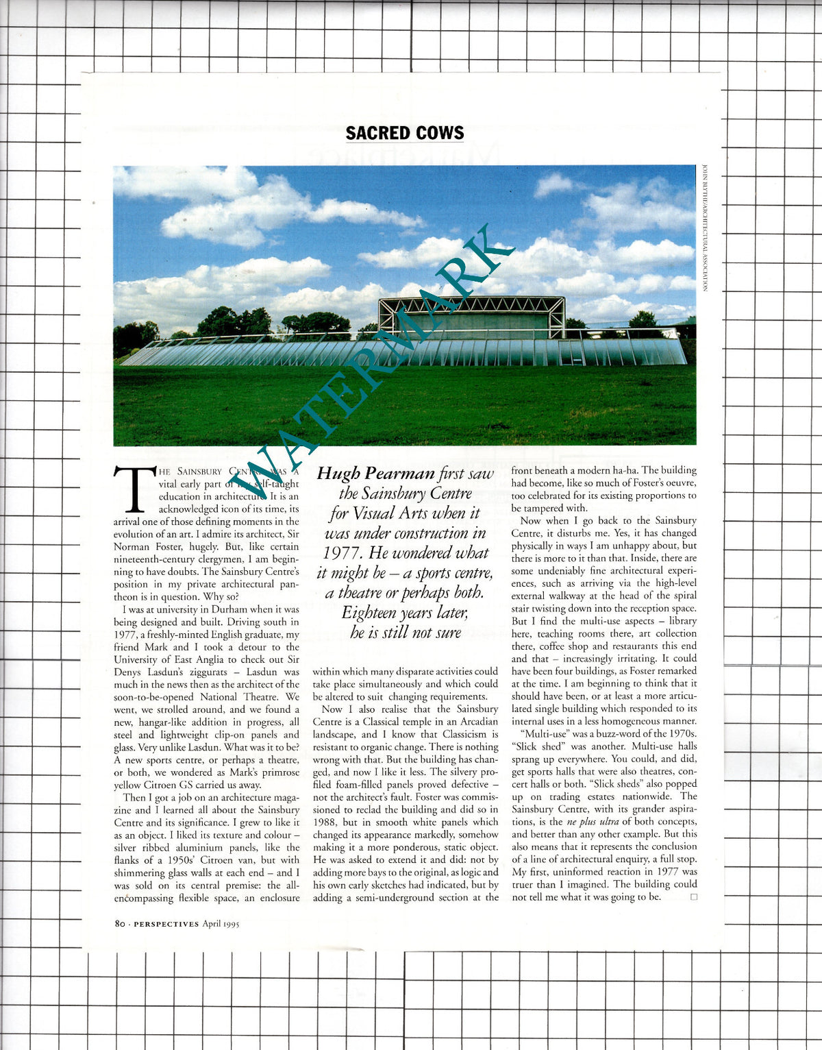 University Of East Anglia The Sainsbury Centre - 1995 Article