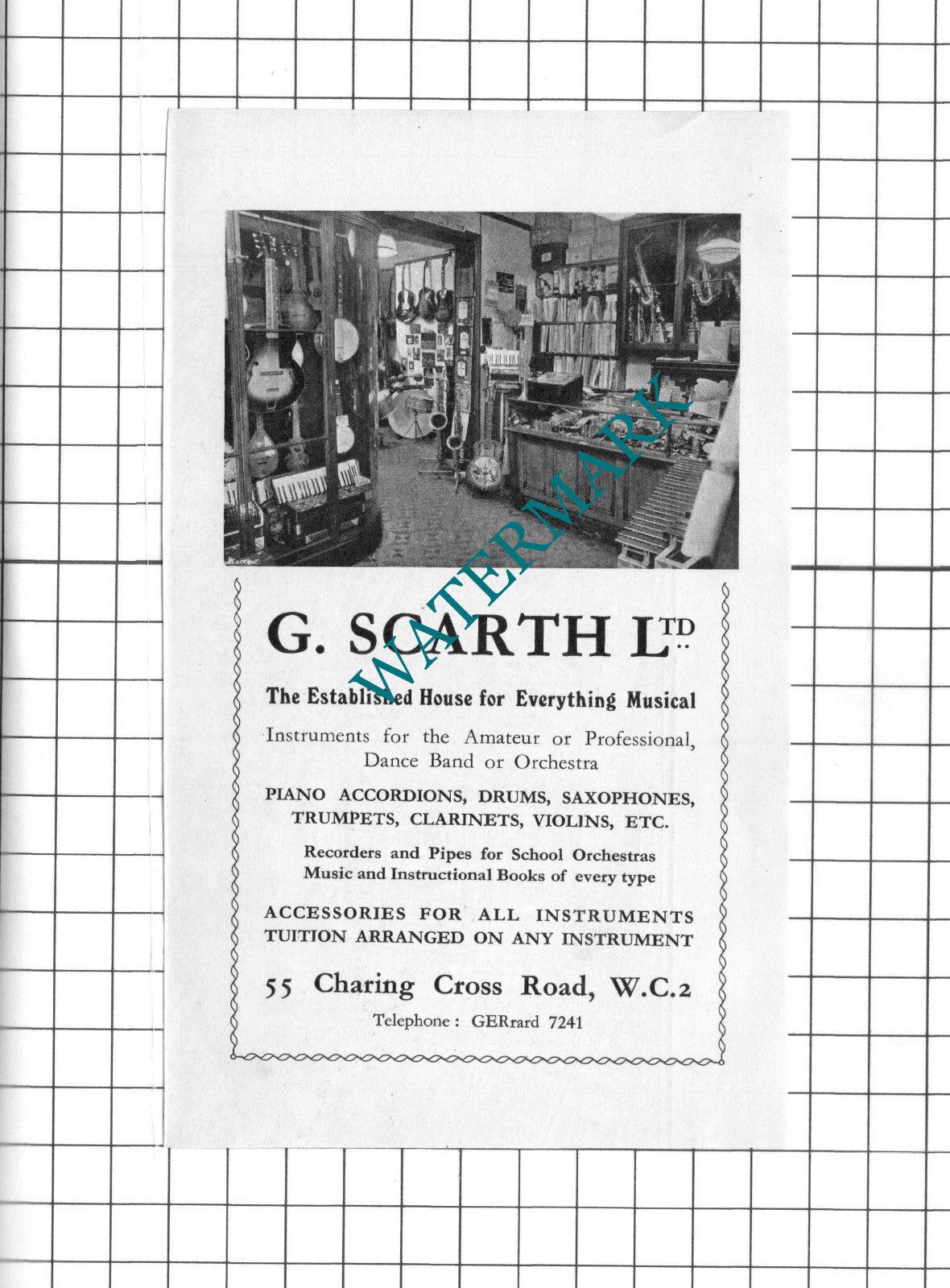 G Scarth Ltd Musical Instruments London - 1939 Small Advert