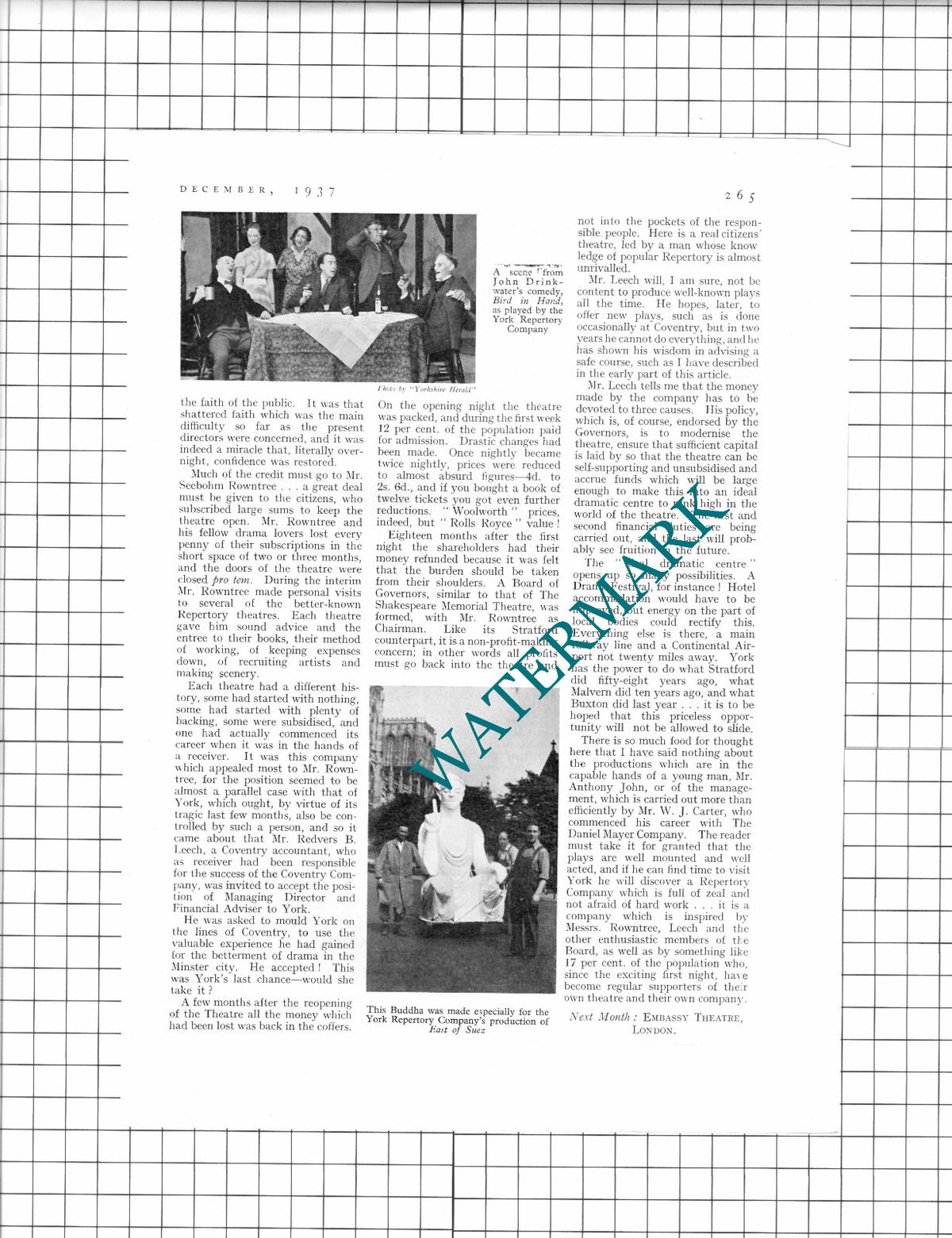 York Repertory Theatre - 1937 Article / Print