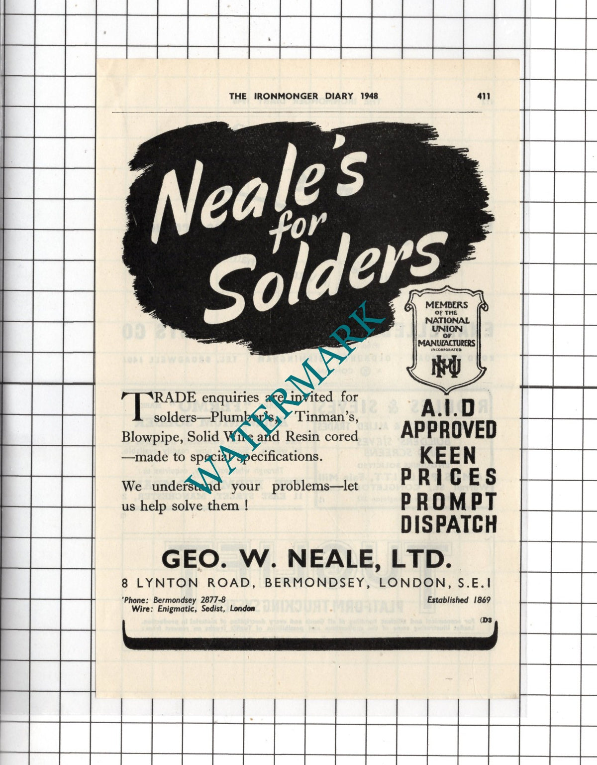 Geo W Neale Ltd Bermondsey London George Neale - 1948 Advert