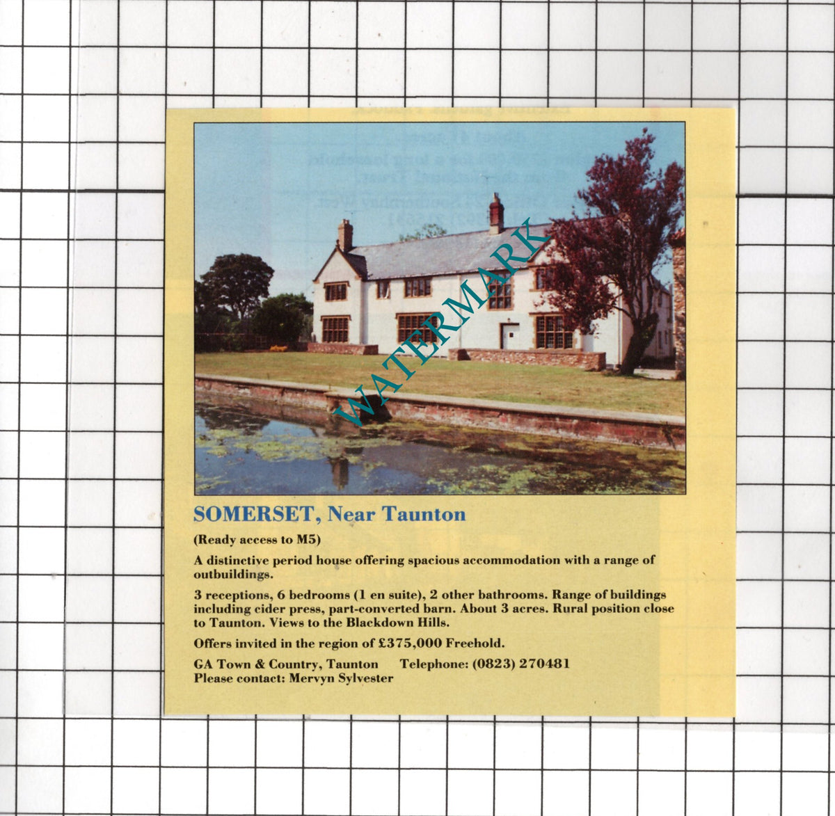 Taunton Somerset House Sale Advert - 1991 Cutting