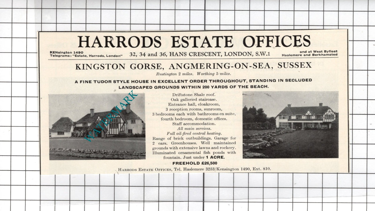 Kingston Gorse Angmering-on-Sea Sussex - 1967 House Sale Advert