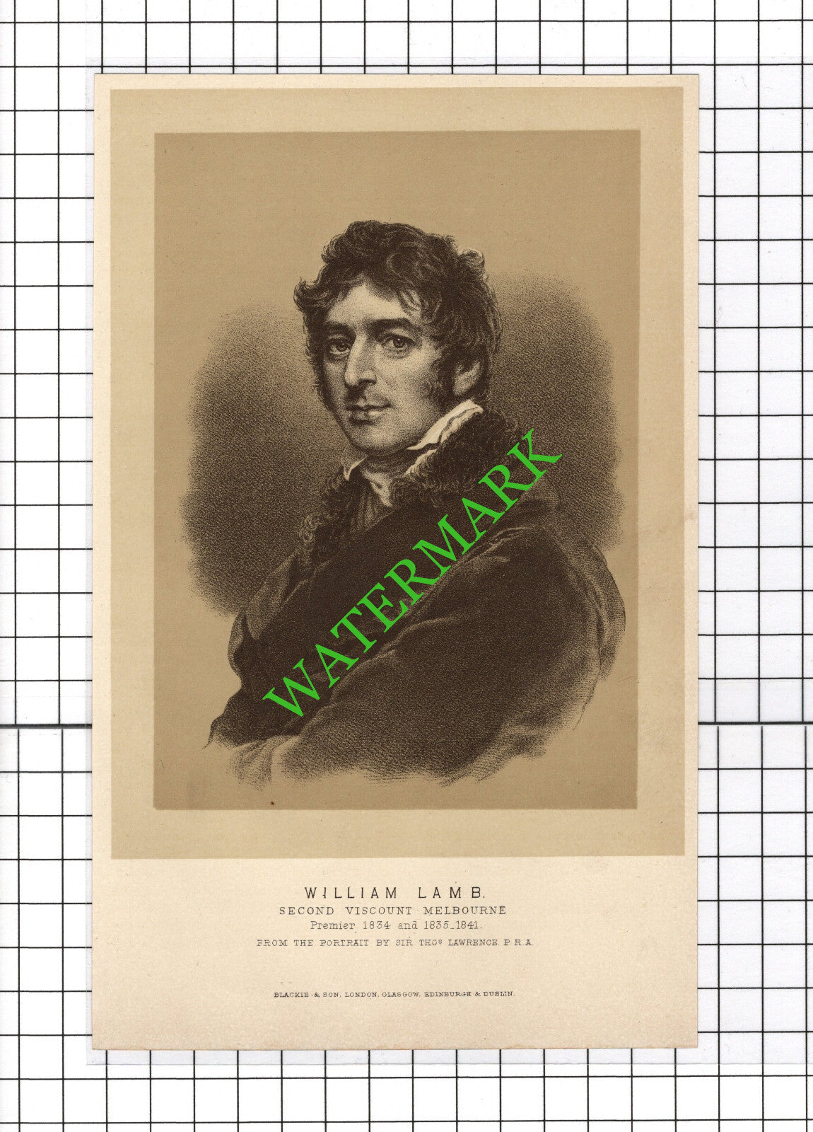William Lamb Second Viscount Melbourne - 1890's Small Print