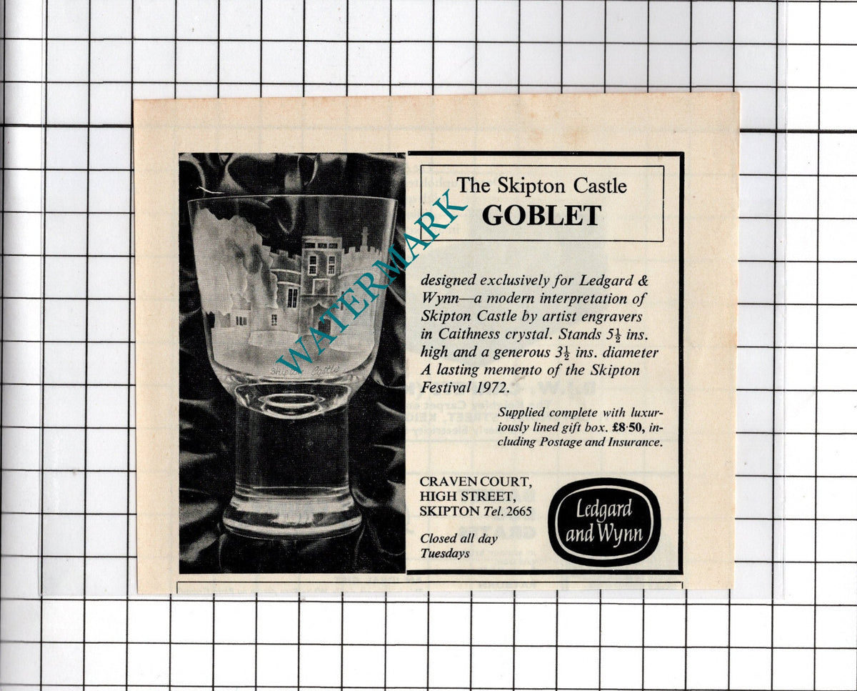 Ledgard & Wynn The Skipton Castle Goblet - ADVERT ONLY! - 1972 Small Cutting