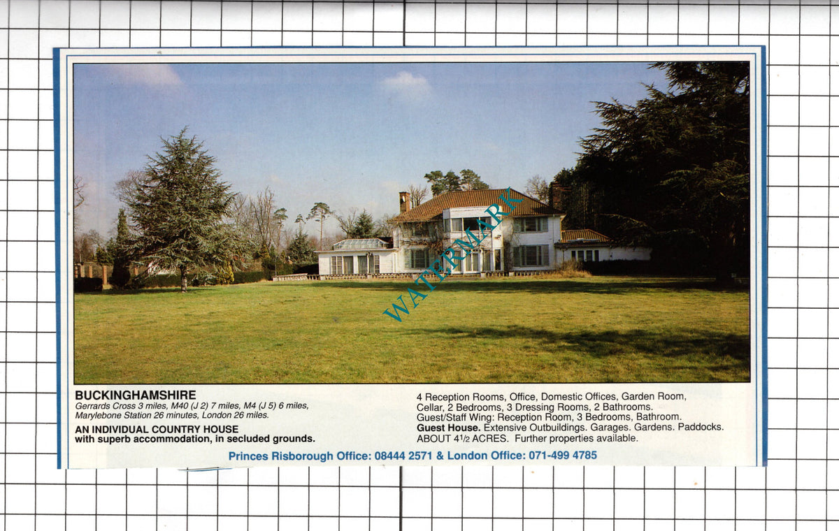 Gerrards Cross Buckinghamshire House Sale Advert -- 1991 Cutting