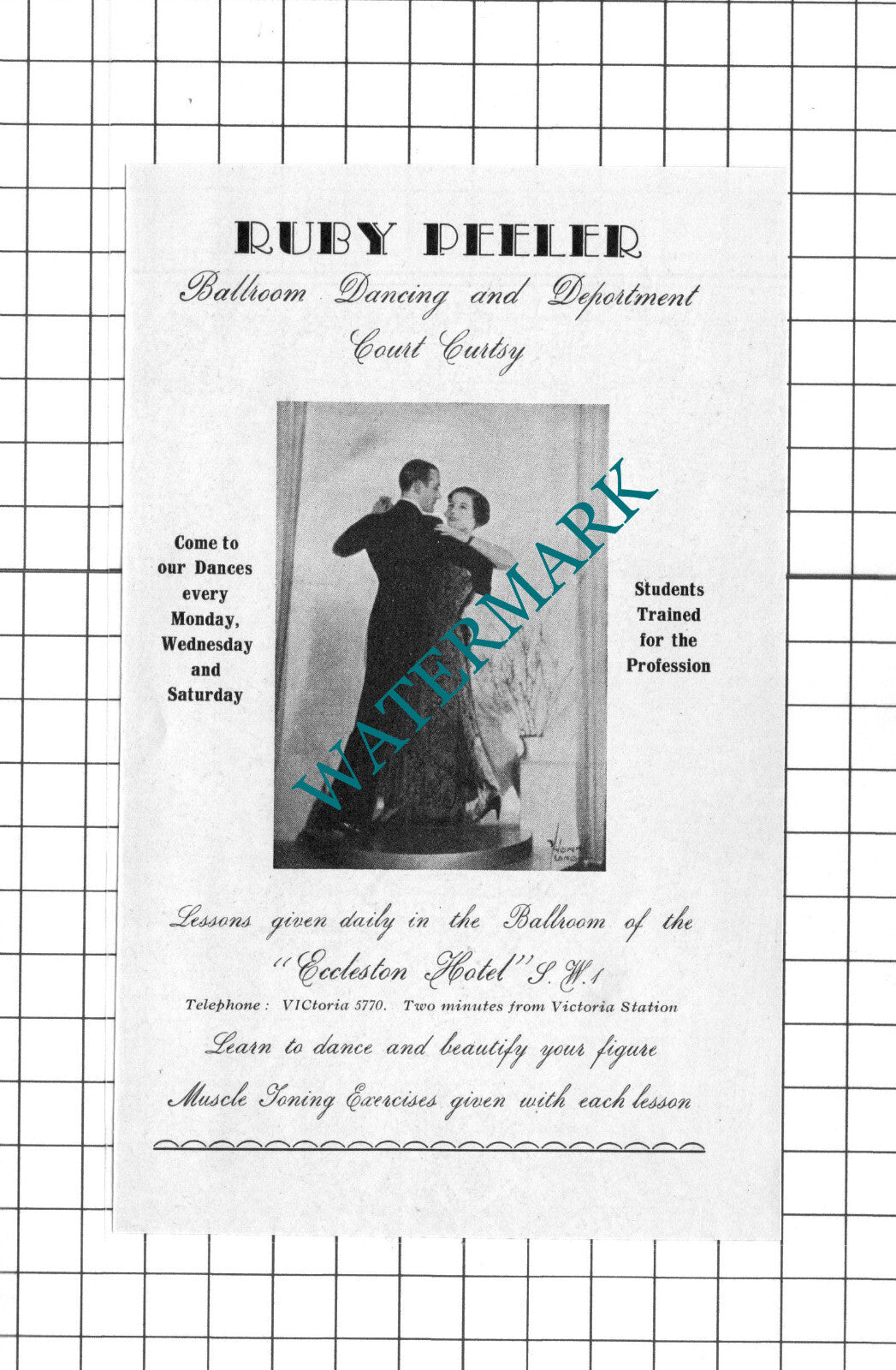Ruby Peeler Eccleston Hotel London - 1939 Small Advert