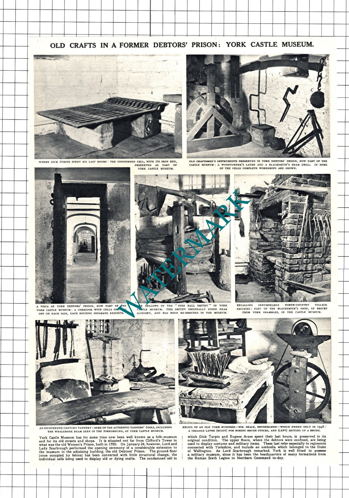 York Castle Museum - 1952 Cutting / Print