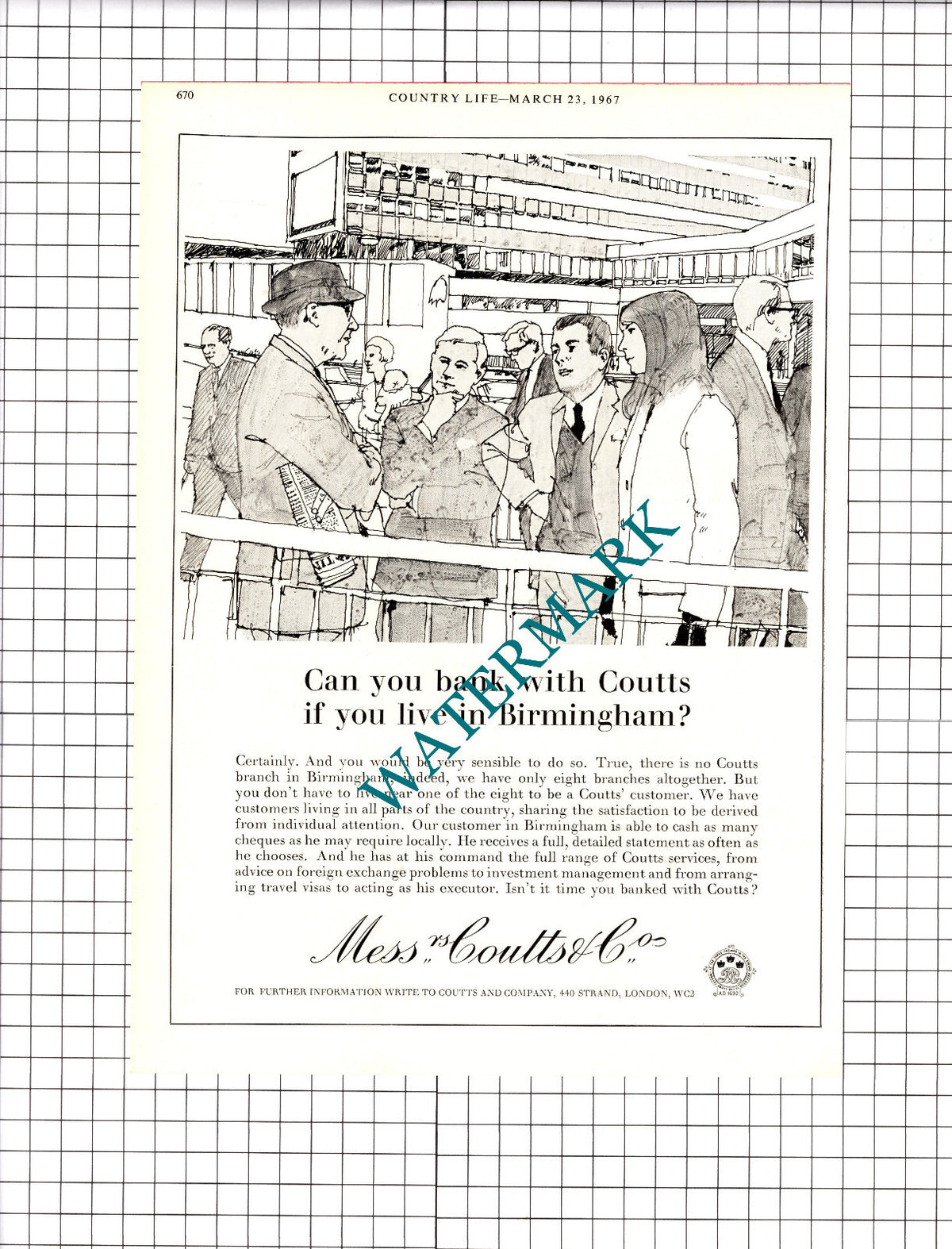 Messrs Coutts & Co Coutts Bank Advert - 1967 Cutting / Print