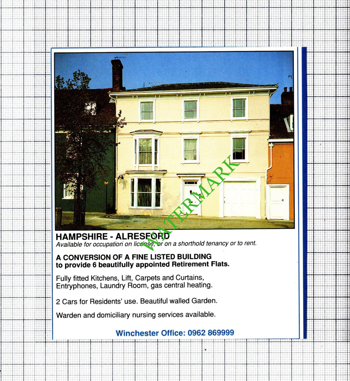 Alresford Hampshire House Sale Advert - 1991 Cutting