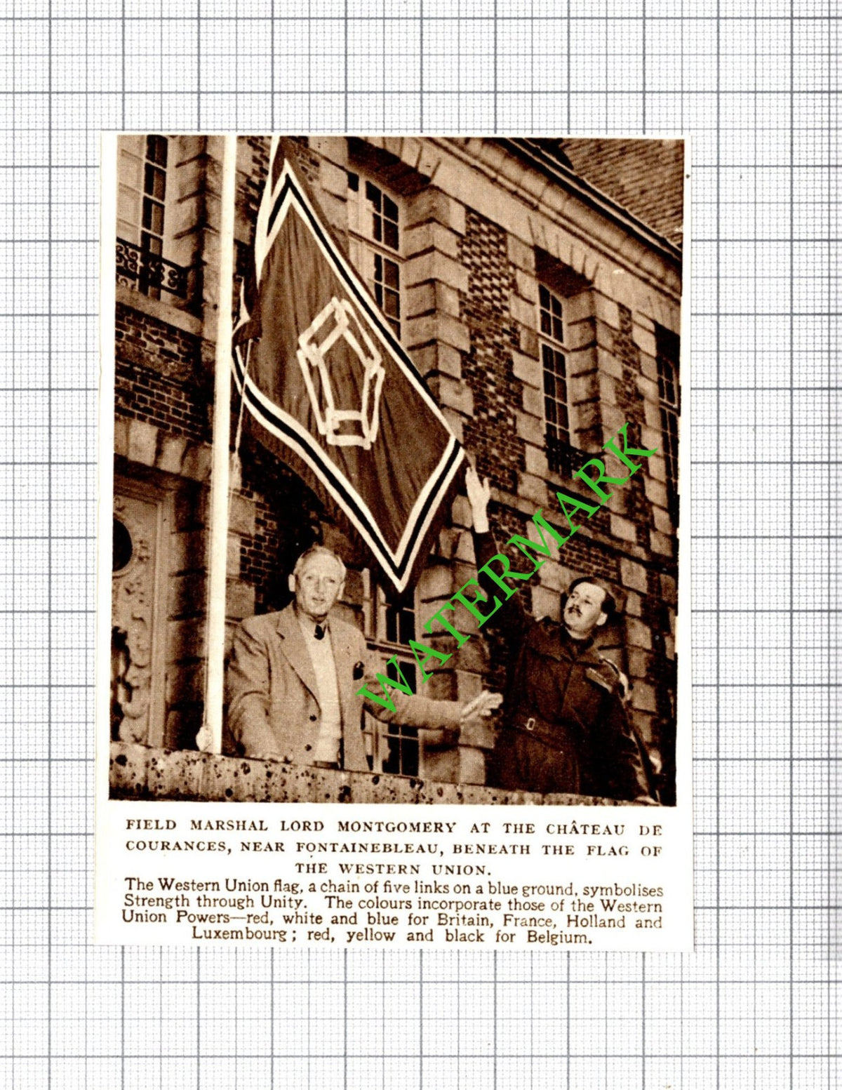 Chateau De Courances Field Marshal Lord Montgomery - 1949 Small Cutting