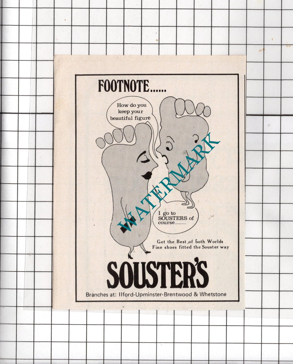 Souster's Shoes Ilford Essex Upminster Brentwood - 1978 Small Advert
