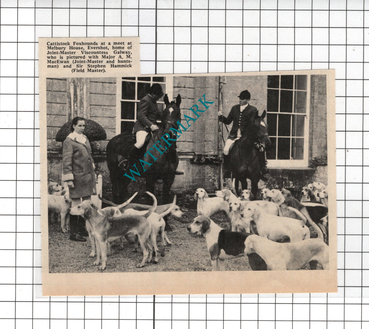 Cattistock Foxhounds Melbury House Evershot Sir Stephen Hammick- 1970 Cutting