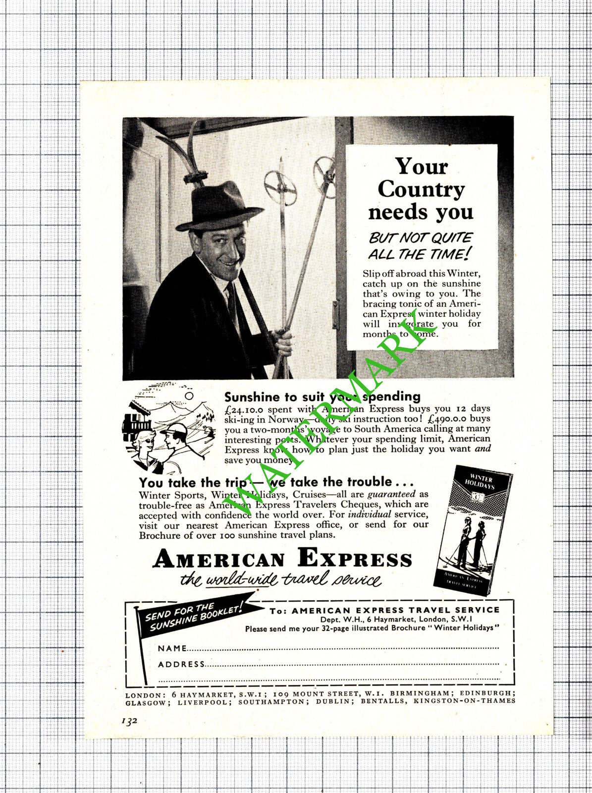 American Express Small Advert - 1956 Cutting