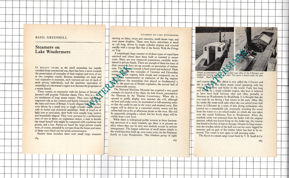 Lake Windermere Steamers - 1972 Small Article
