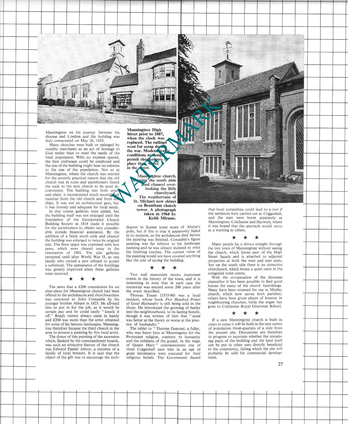 Manningtree Essex Church - 1965 Article