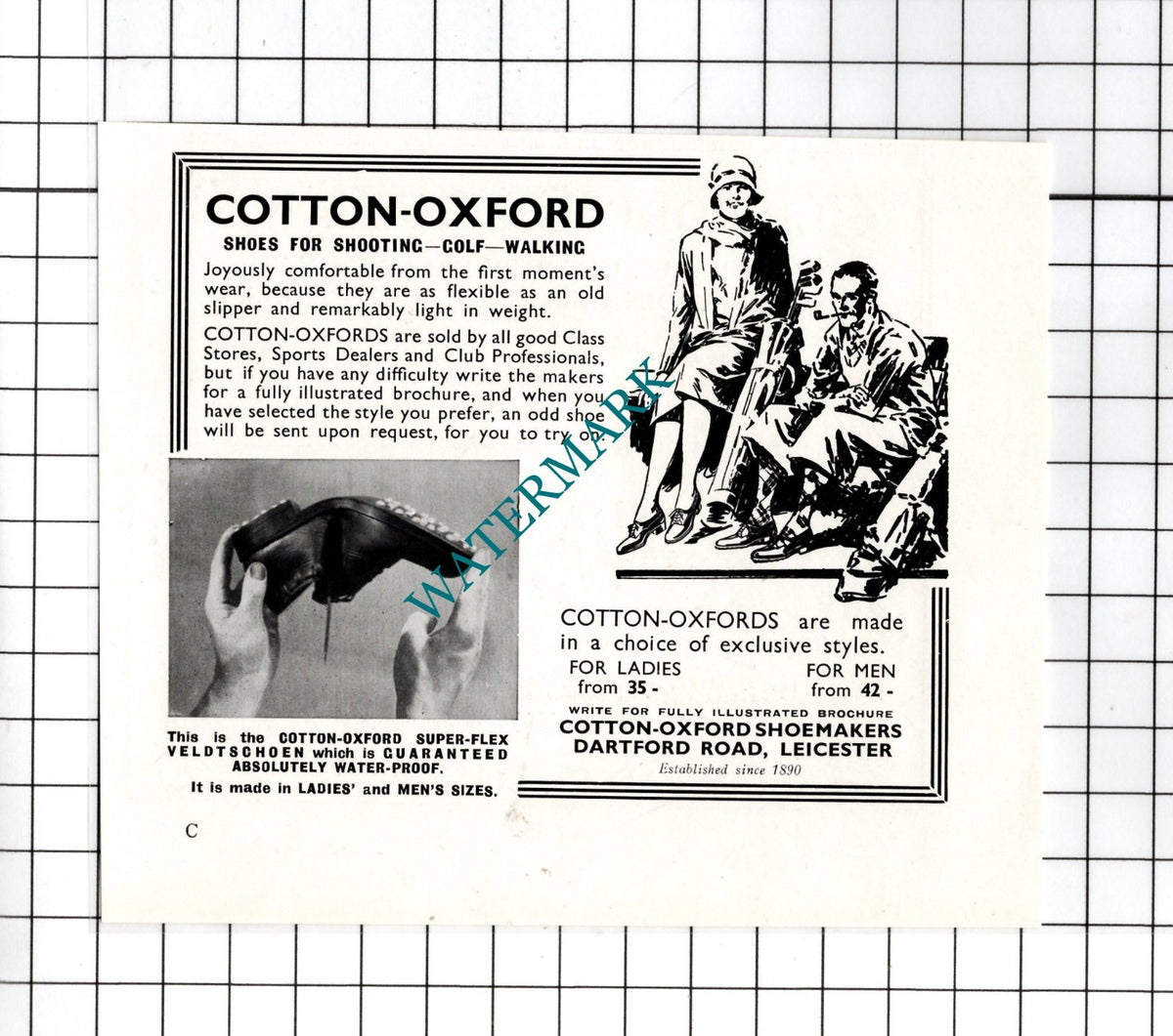 Cotton-Oxford Shoemakers Dartford Road Leicester - 1932 Small ADVERT