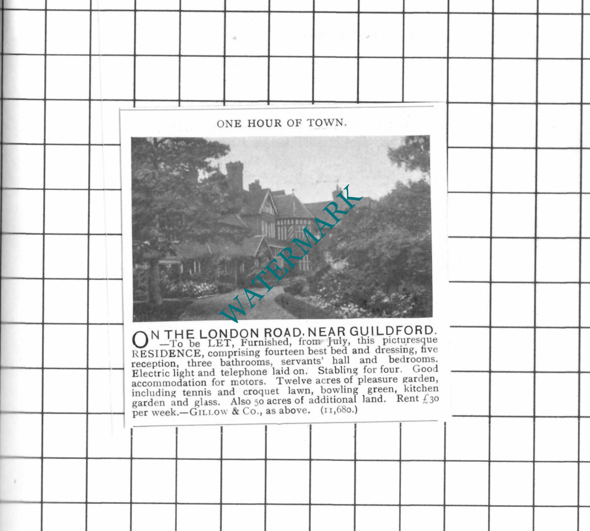 Guildford Surrey House Letting Advert - 1903 SMALL Clipping