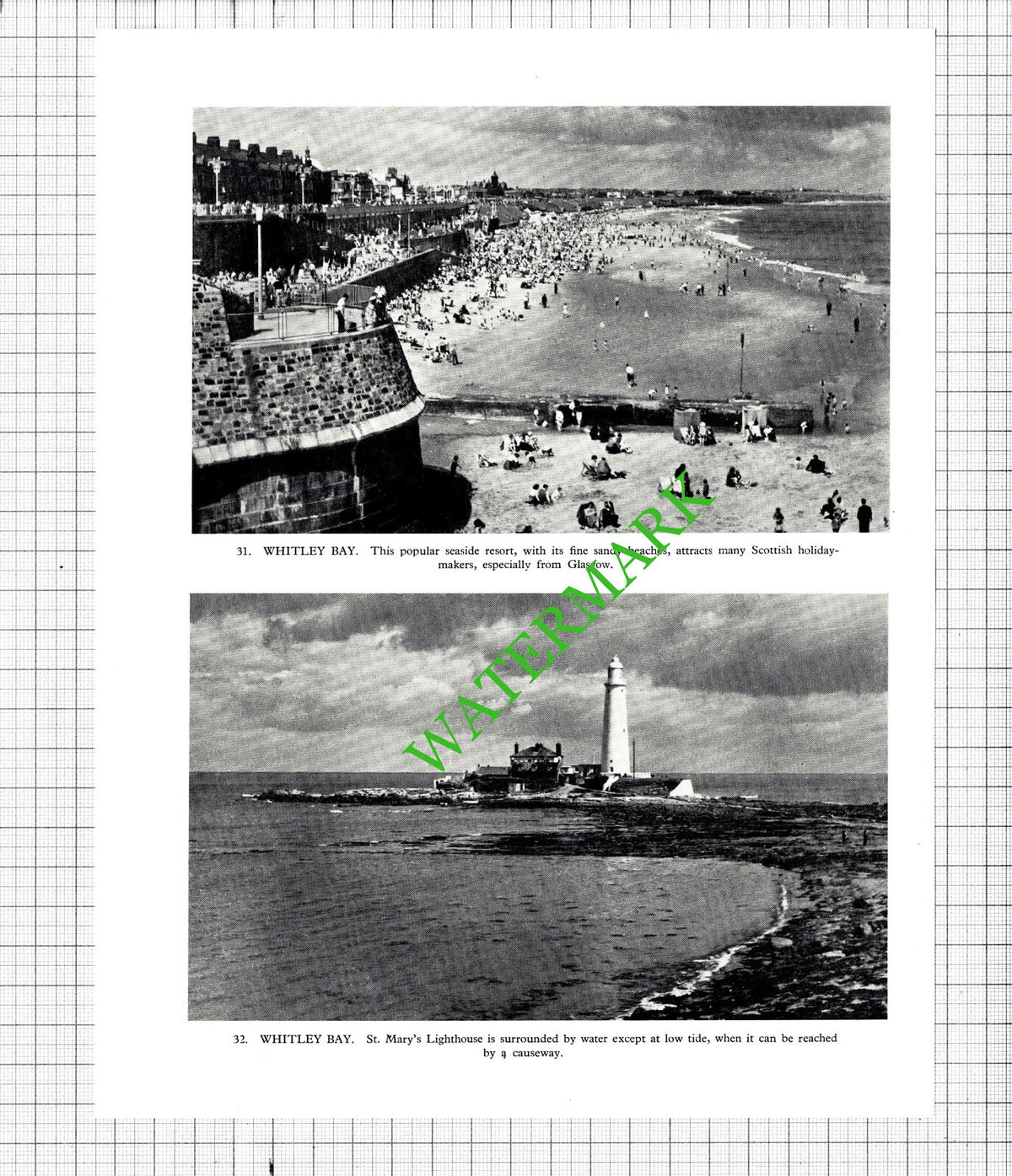 Blyth Northumberland Power Station / Whitley Bay Beach - 1958 Cutting / Print