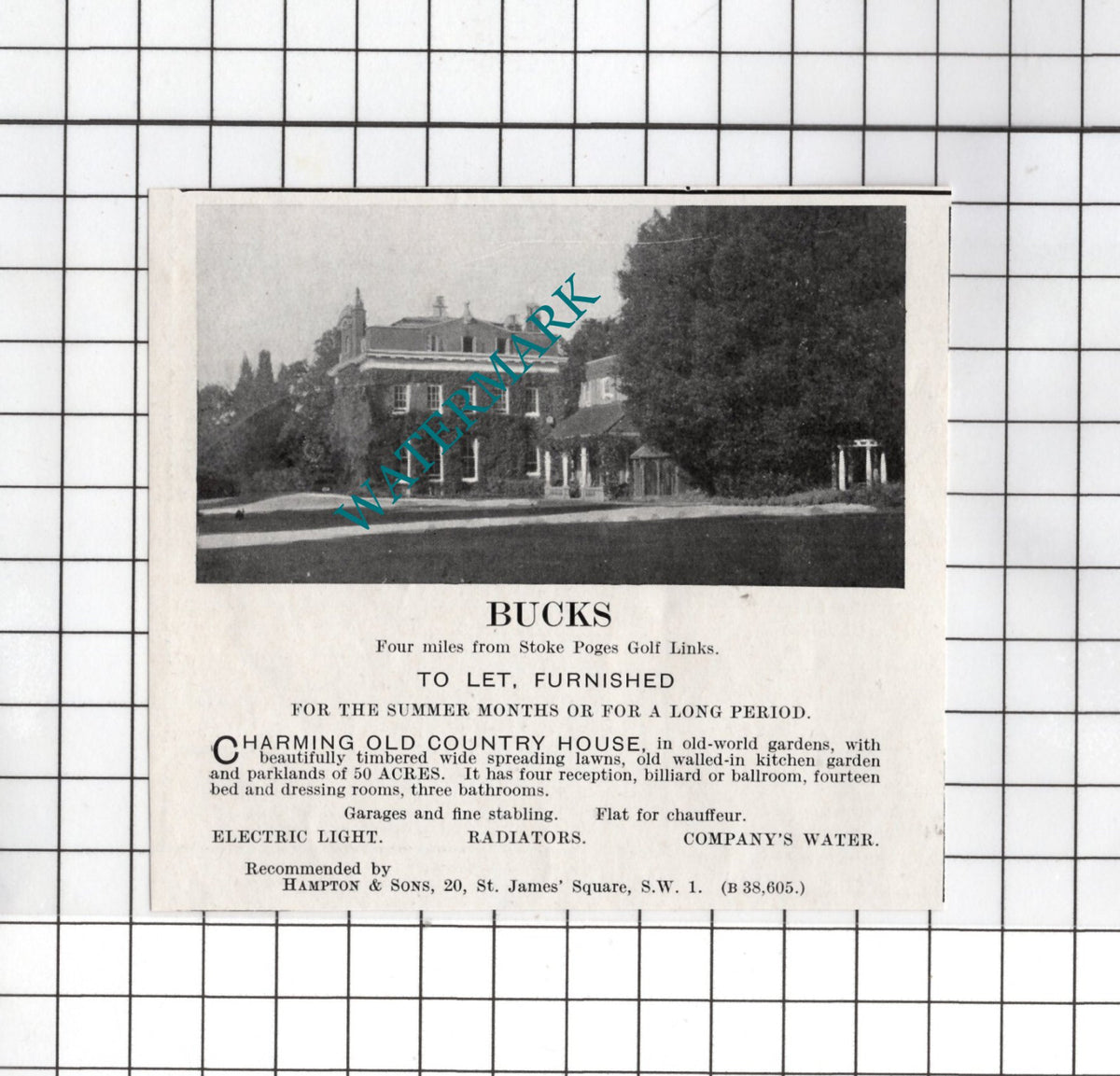 Stoke Poges Worcestershire - 1927 Small House Sale Advert