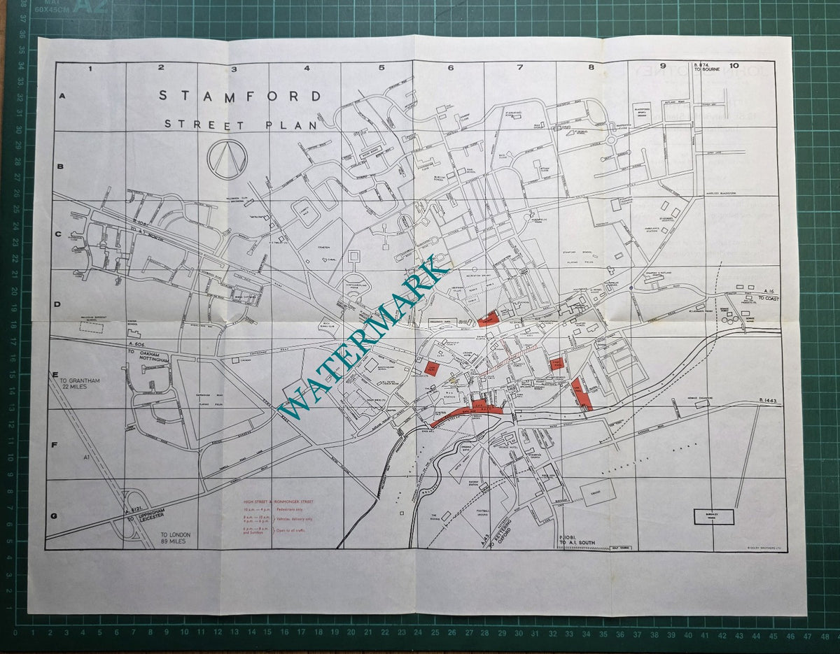 Stamford Lincolnshire Folded Street Plan Map - 1974
