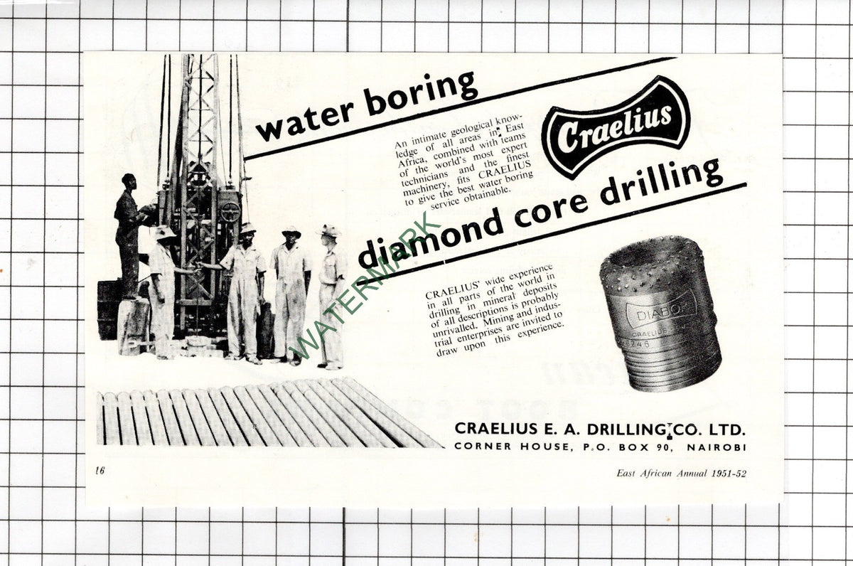 African Boot Company Nairobi Kenya / Craelius E A Drilling Co Ltd - 1951 Advert
