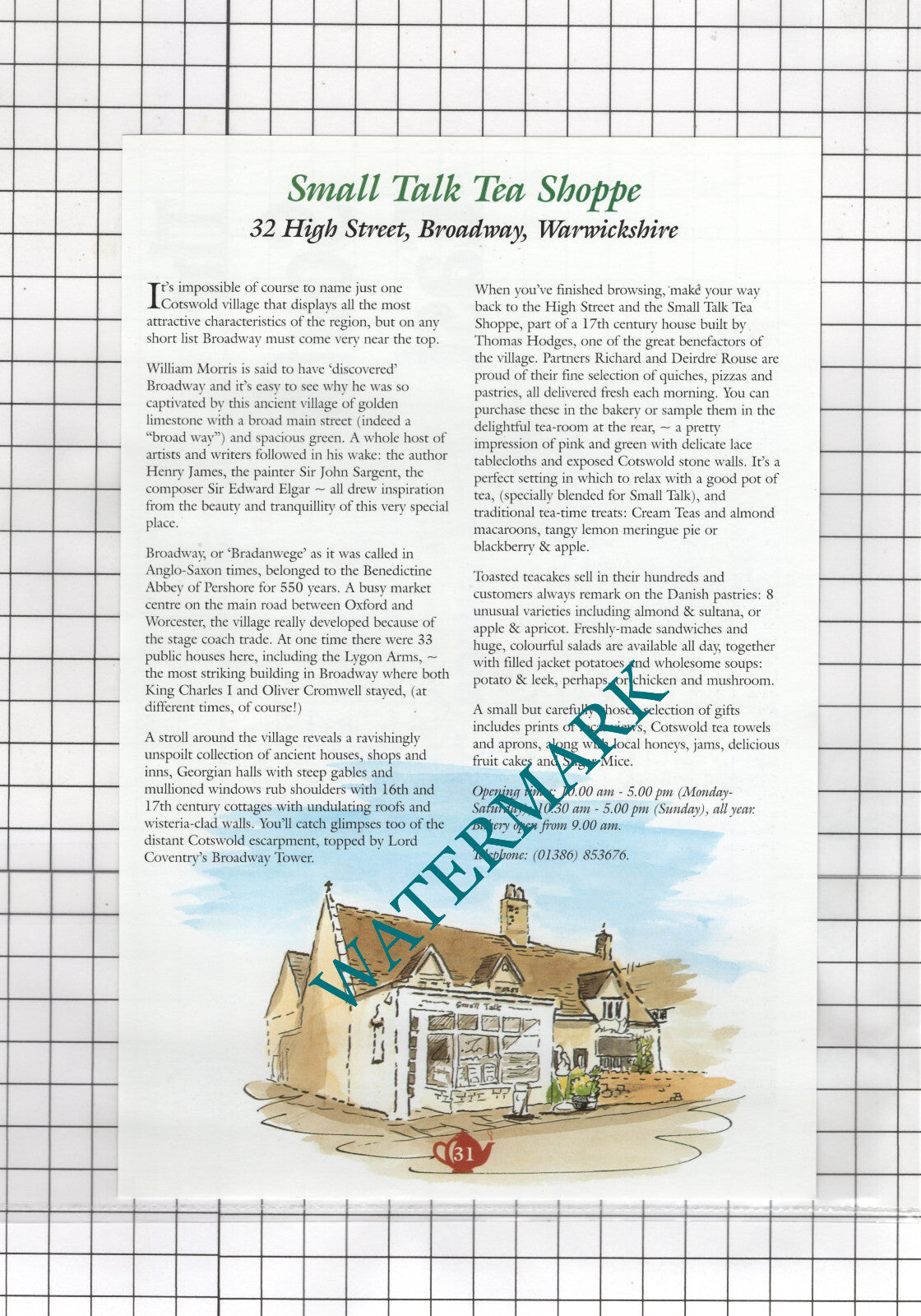 Small Talk Tea Shoppe Broadway Warwickshire Richard Rouse Advert c.2001 Cutting