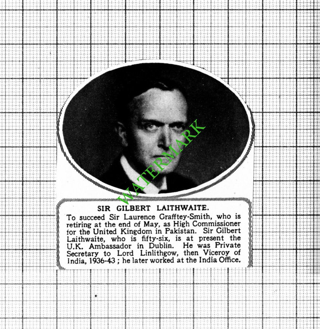 Sir Gilbert Laithwaite - 1951 Small Cutting