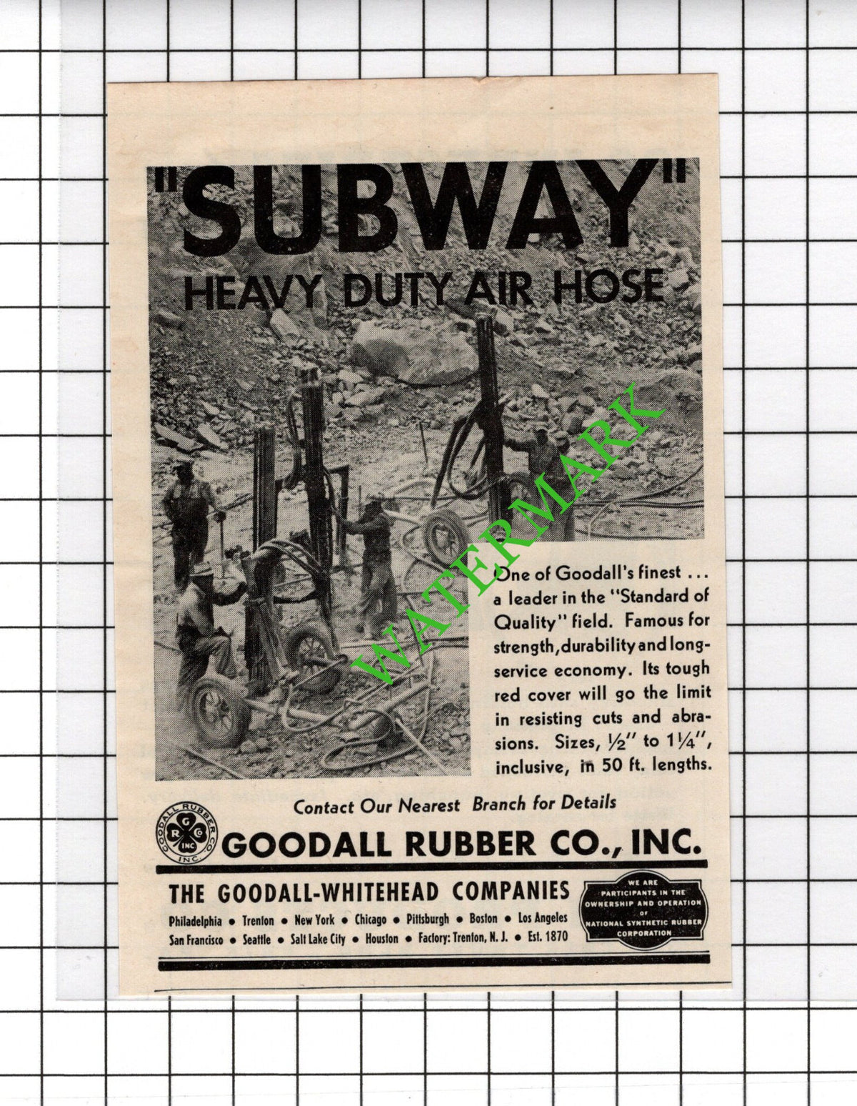 Goodall Rubber Co Inc Goodall-Whitehead US Small Advert - c.1947 Cutting