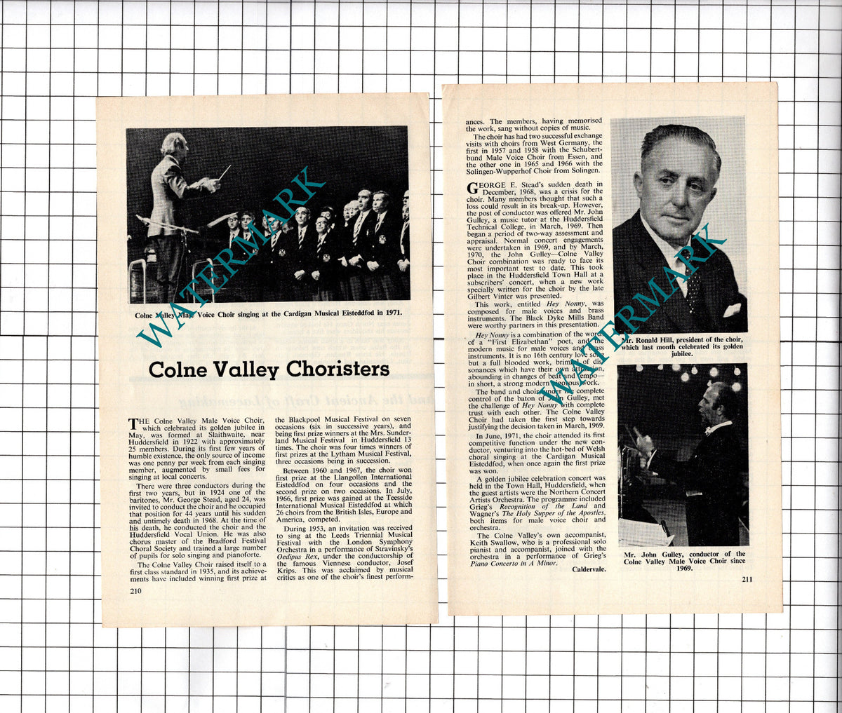 The Colne Valley Male Voice Choir Slaithwaite Yorkshire Gulley - 1972 Article